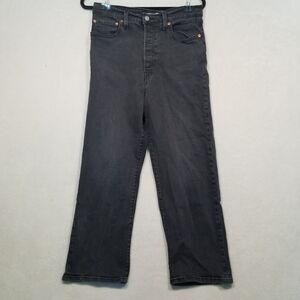 Levi's Women's Ribcage Straight High Rise Cropped Jeans - Black